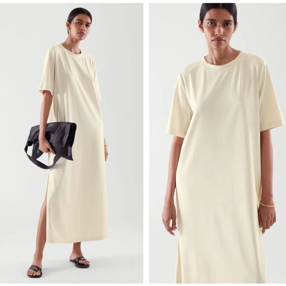 COS Dresses & Skirts - COS Cream Short-Sleeve Crewneck Maxi Dress